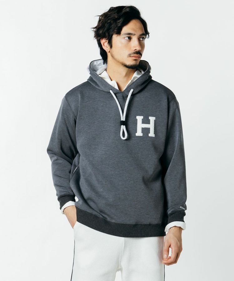 D/him H刺繍ダンボールニットパーカー