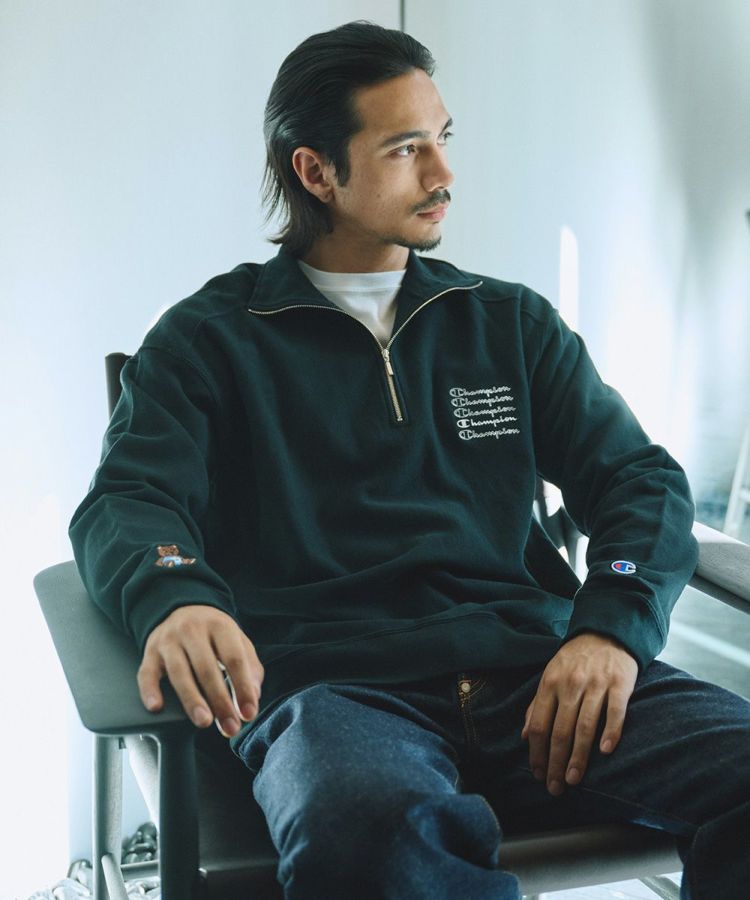 【Men's】Champion×DSC Reverse Weave Half Zip Sweat Shirt