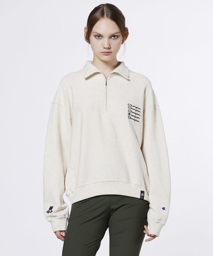【Women's】Champion×DSC Reverse Weave Half Zip Sweat Shirt