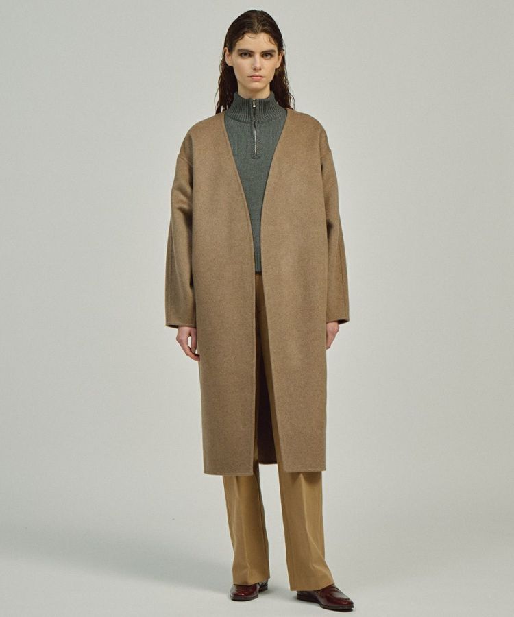 【SHOP ONLY】OSLOW / ダブルフェイスリバー ノーカラーロングコート