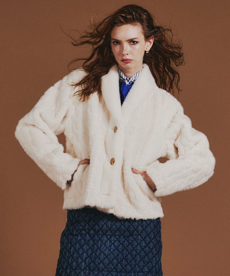 【POINT 10%】DSC / フェイクファーケーブルニット