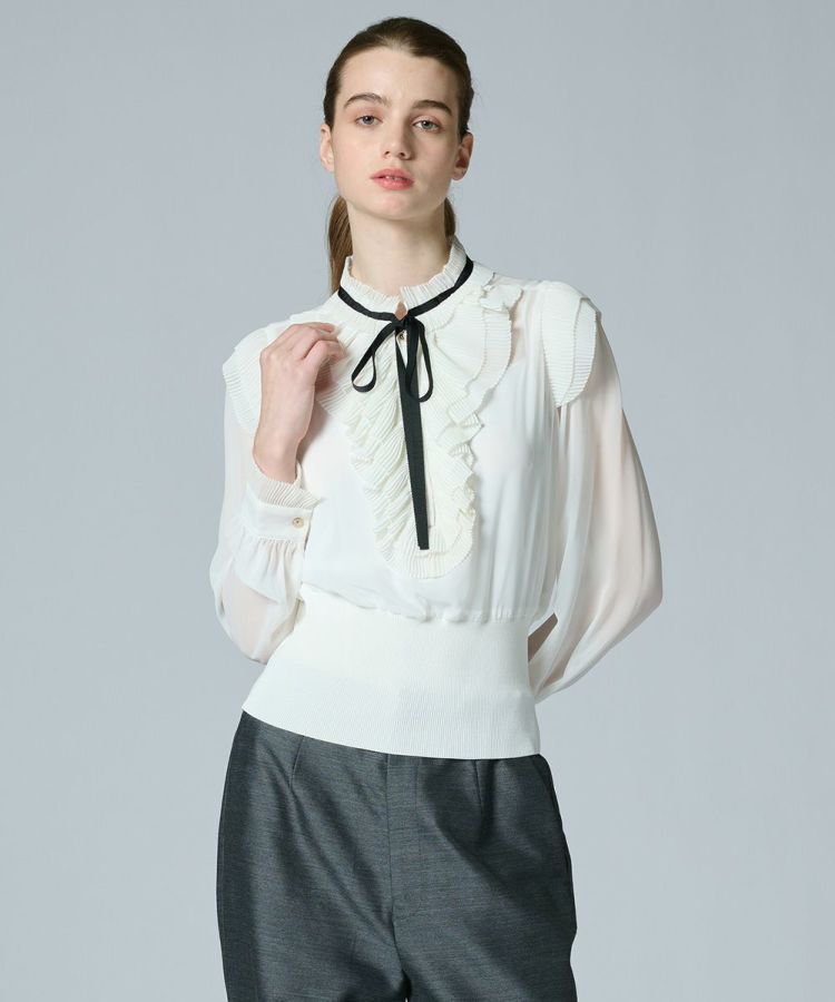 Sov. / ギャザーフリルデザインブラウス