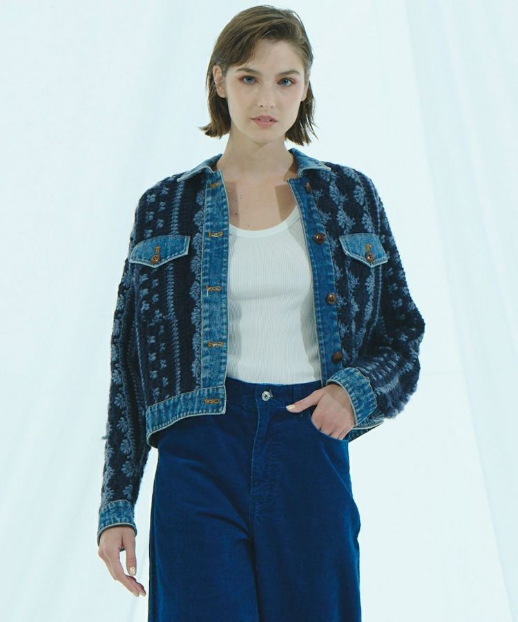 DSC / デニムコンビハンドニットジャケット