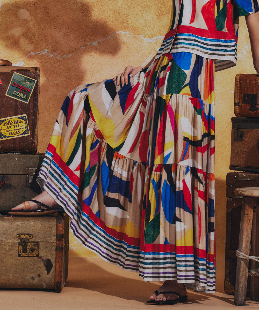 DSC / レーヨンエット カラフルギャザースカート